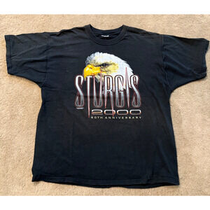 Vtg The First Sturgis Rally The Millennium 2000 Black Hills Mens Black Tee Sz XL
